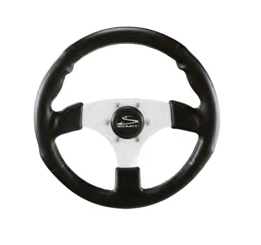 PU013104-R – SCHMITT/ONGA Steering Wheel, 13.8 Inch Diameter 3 Spoke Design Polyurethane Grip Black Spoke Without Cru...